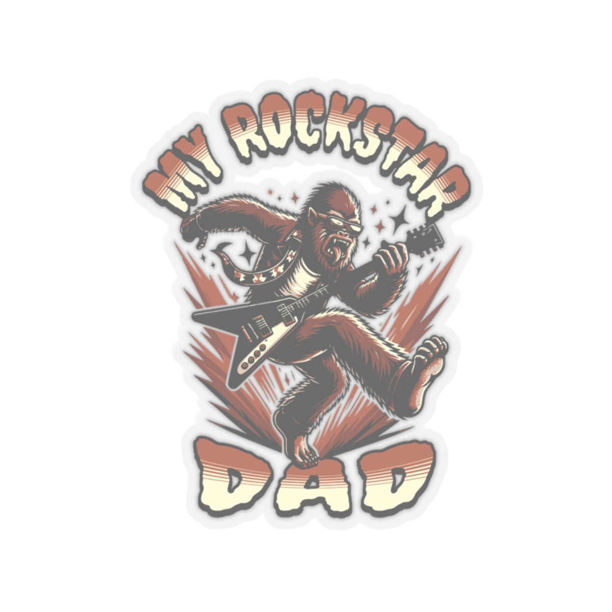 My Rockstar Dad Sticker | Big Foot Sticker | Father's Day Gift | Dad Sticker | Dad Birthday Gift | Big Foot Playing A Bass Guitar