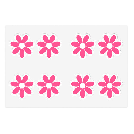 Cute Pink Retro Flower Stickers - Die Cut Sticker Sheet (4)