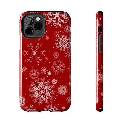 Christmas Snowflakes On Red / iPhone Case