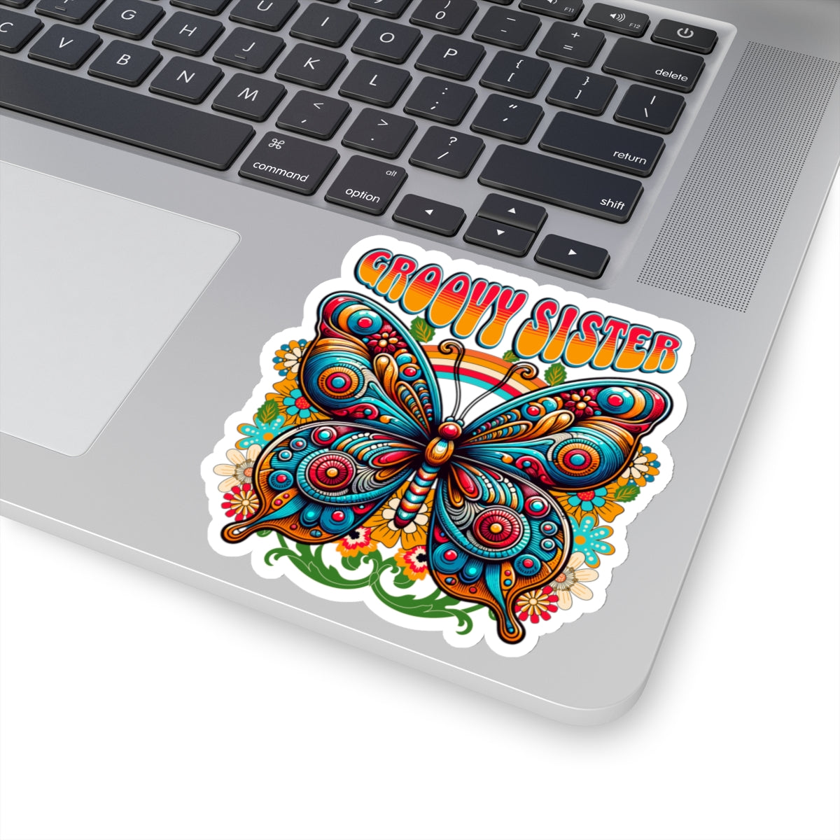 Custom Retro Name Sticker, Personalized Butterfly Sticker, Hippie Groovy Sticker, Custom Butterfly Sticker, Personalized Butterfly Sticker