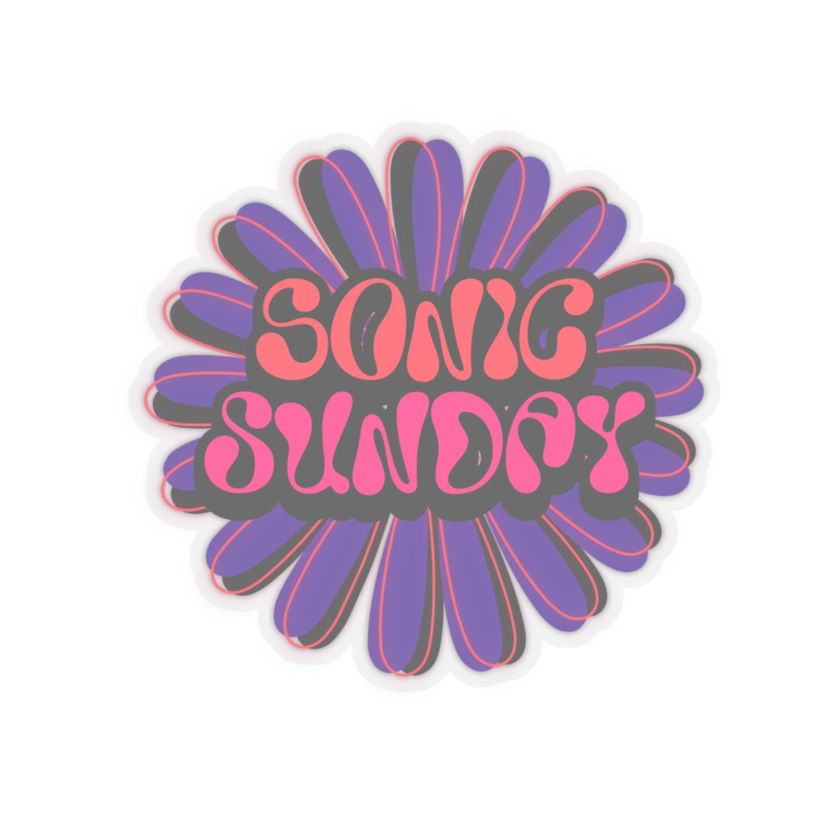 Sonic Sunday Retro Groovy Sticker - Kiss-Cut Sticker