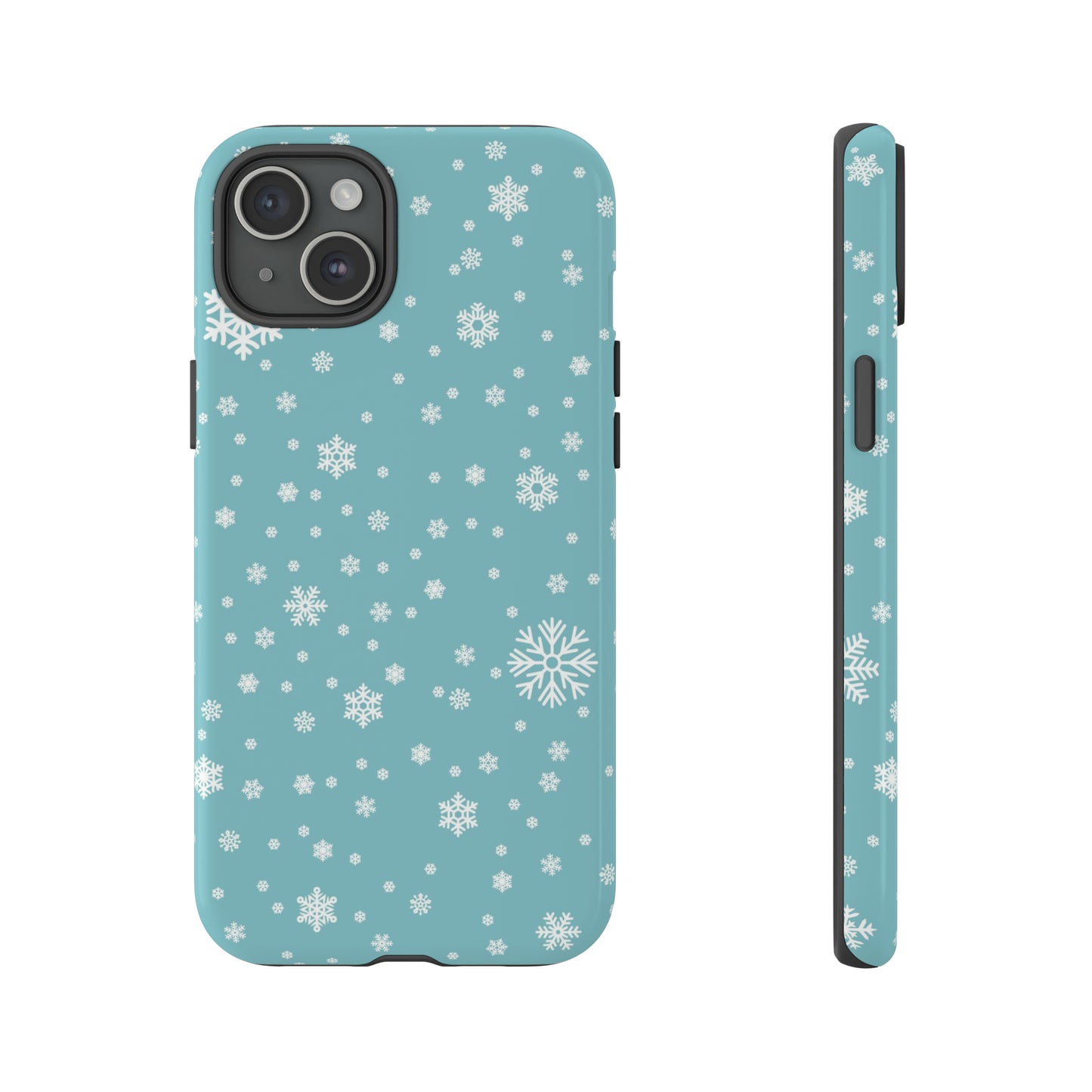 iPhone 15 Series Christmas Snowflakes On Blue / Tough Case