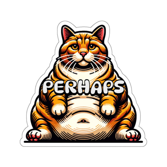 Funny Meme Sticker | Fat Cat Meme Sticker | Perhaps Sticker