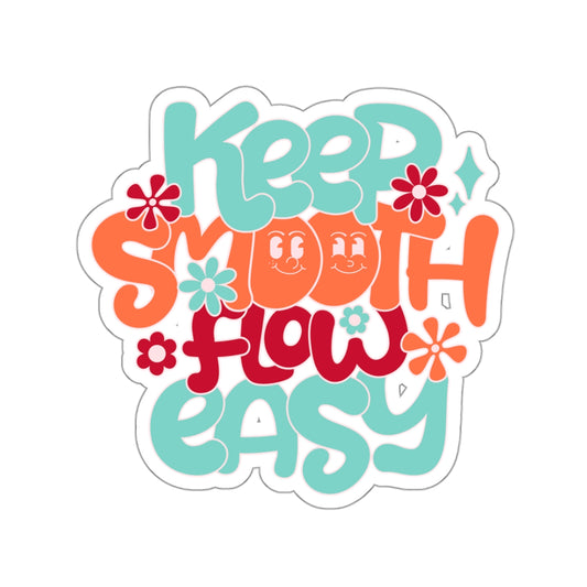 Keep Smooth and Flow Easy Retro Groovy Sticker - Kiss-Cut Sticker