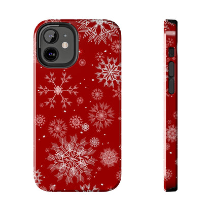 Christmas Snowflakes On Red / iPhone Case