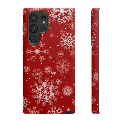 Christmas Snowflakes On Red / Samsung Case