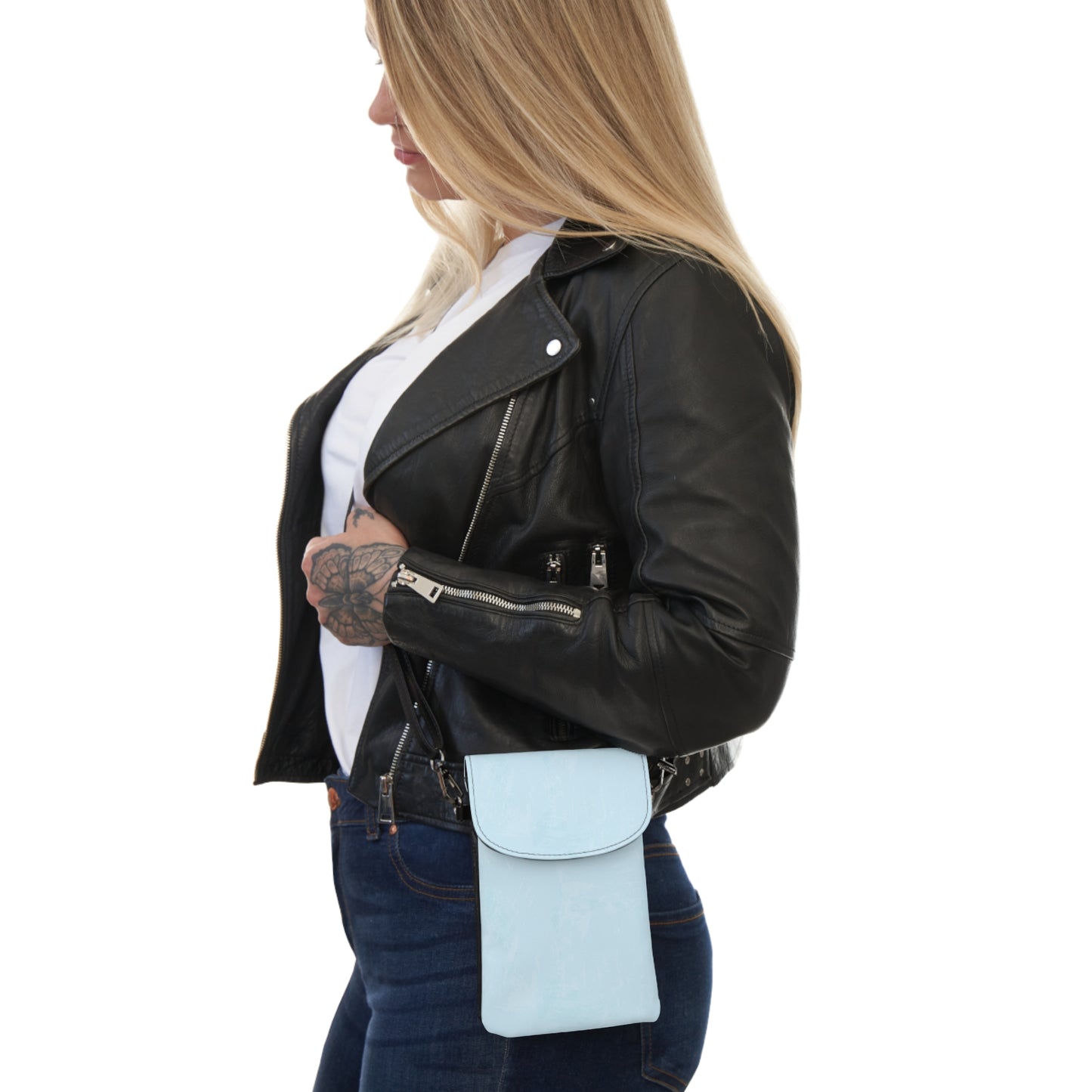 Light Blue Watercolor Crossbody Phone Bag