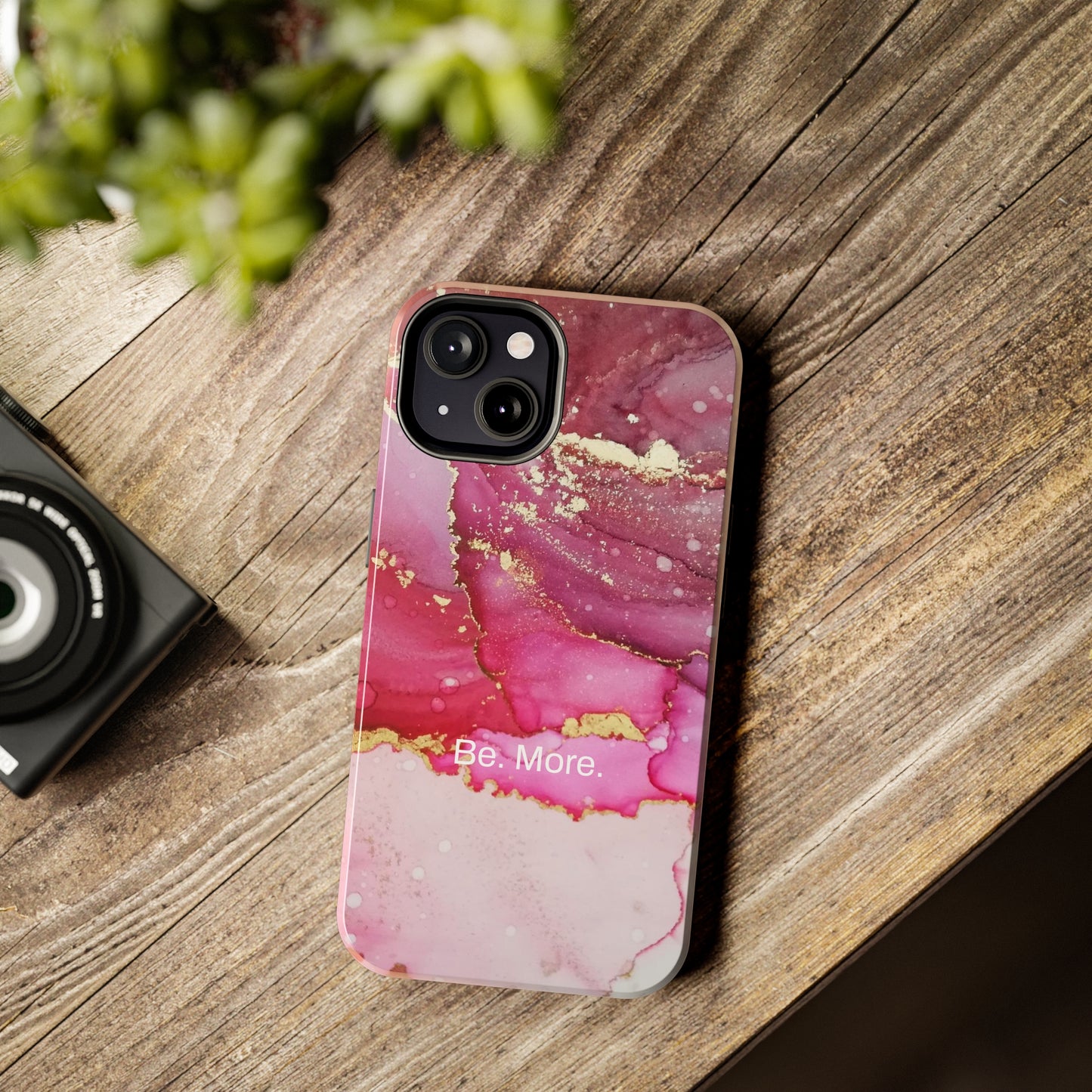 Be. More. / Pink Water Color Marble iPhone Case