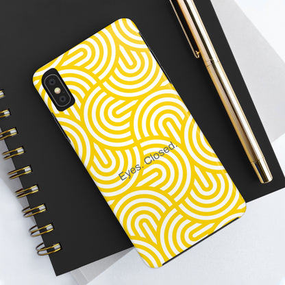 Eyes. Closed. / Yellow Geo iPhone Case