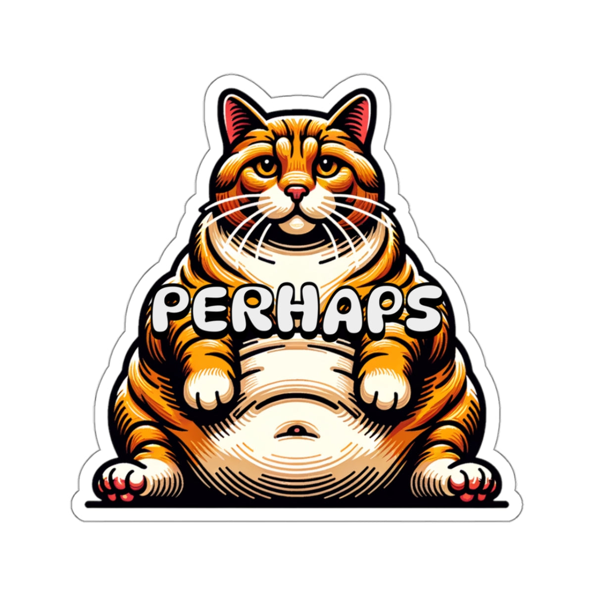 Funny Meme Sticker | Fat Cat Meme Sticker | Perhaps Sticker