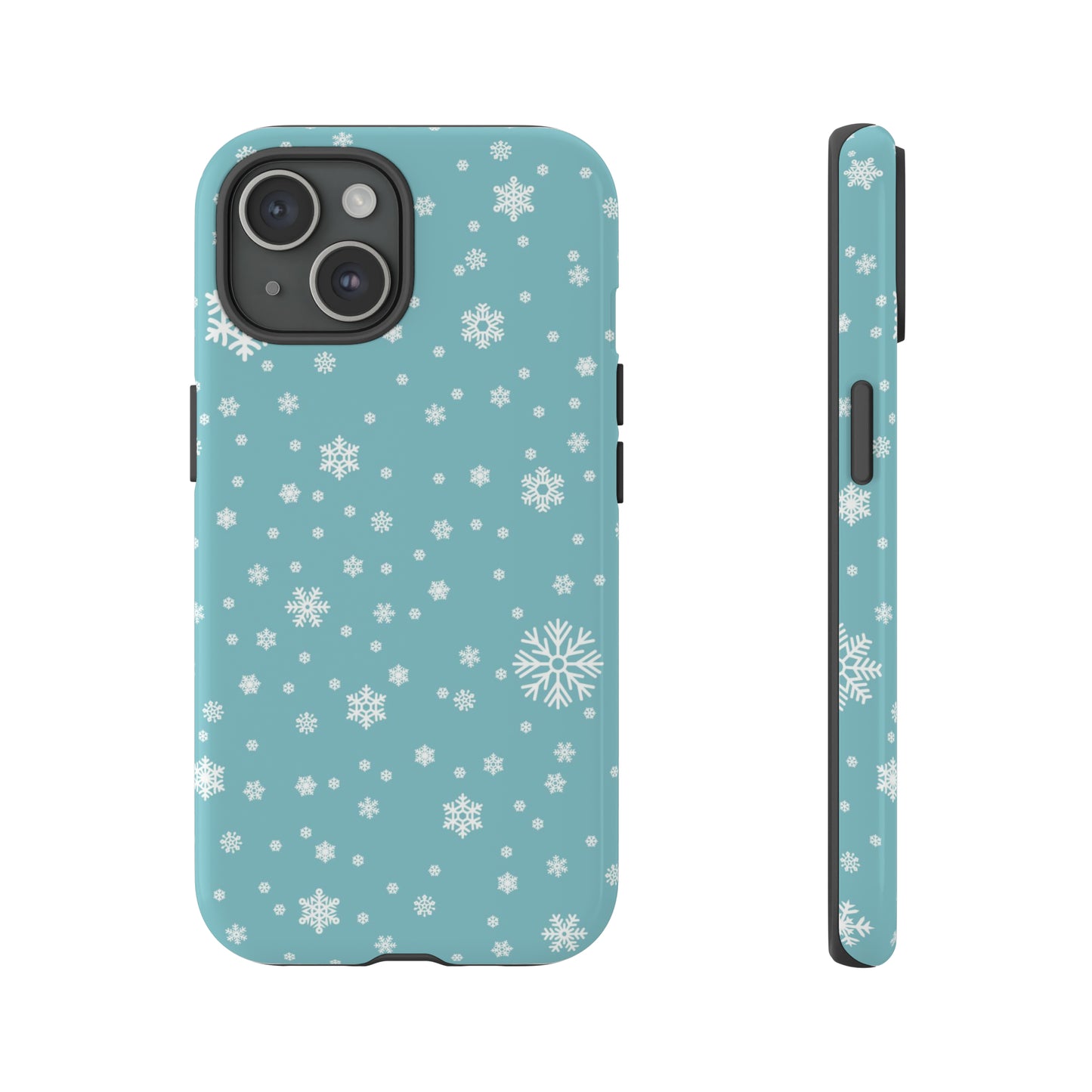 iPhone 15 Series Christmas Snowflakes On Blue / Tough Case