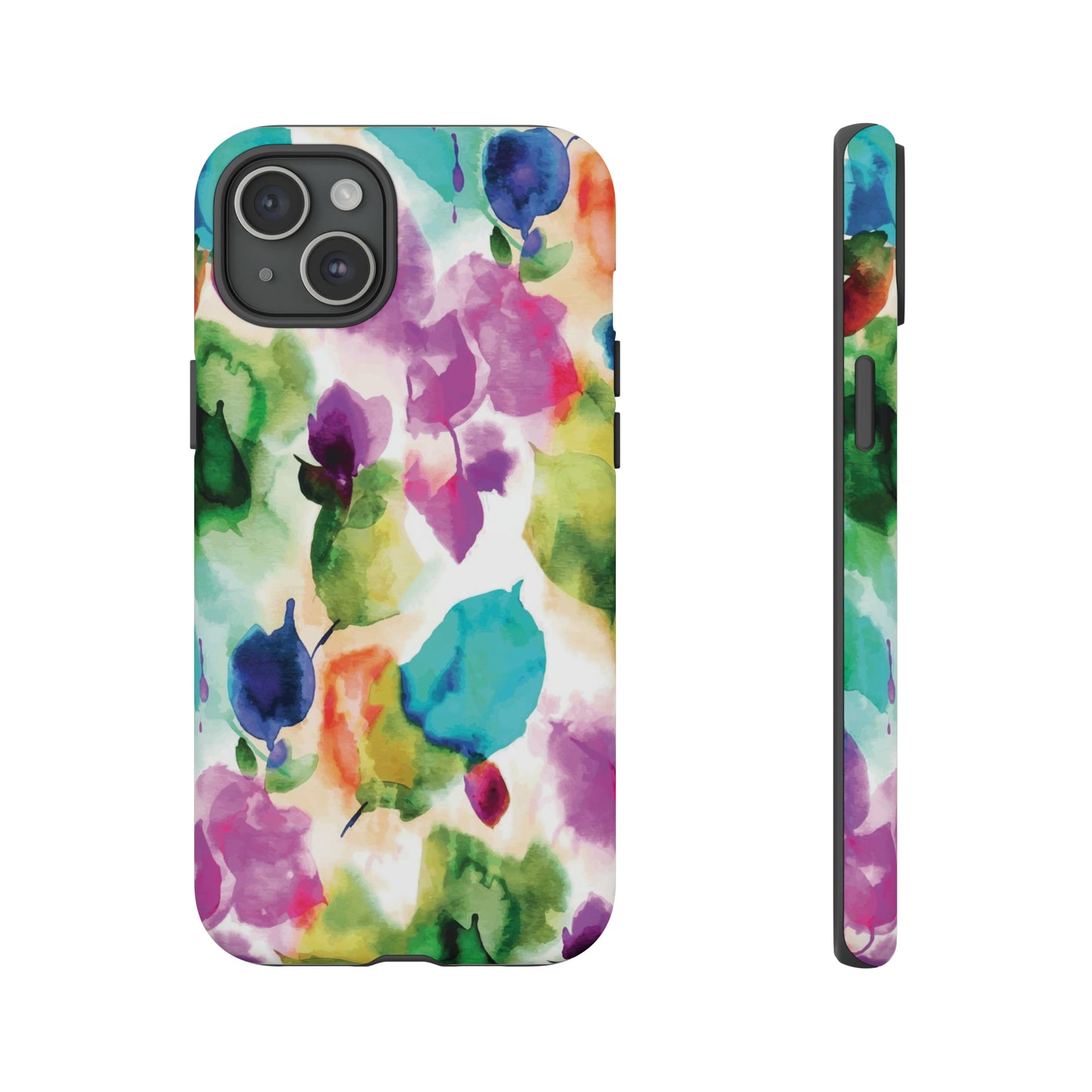 iPhone 15 Series Tie Dye Watercolor Flowers / Tough Case