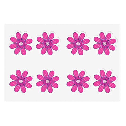 Cute Retro Pink Flower Stickers - Die Cut Sticker Sheet (7)