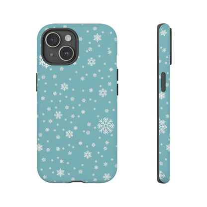 iPhone 15 Series Christmas Snowflakes On Blue / Tough Case