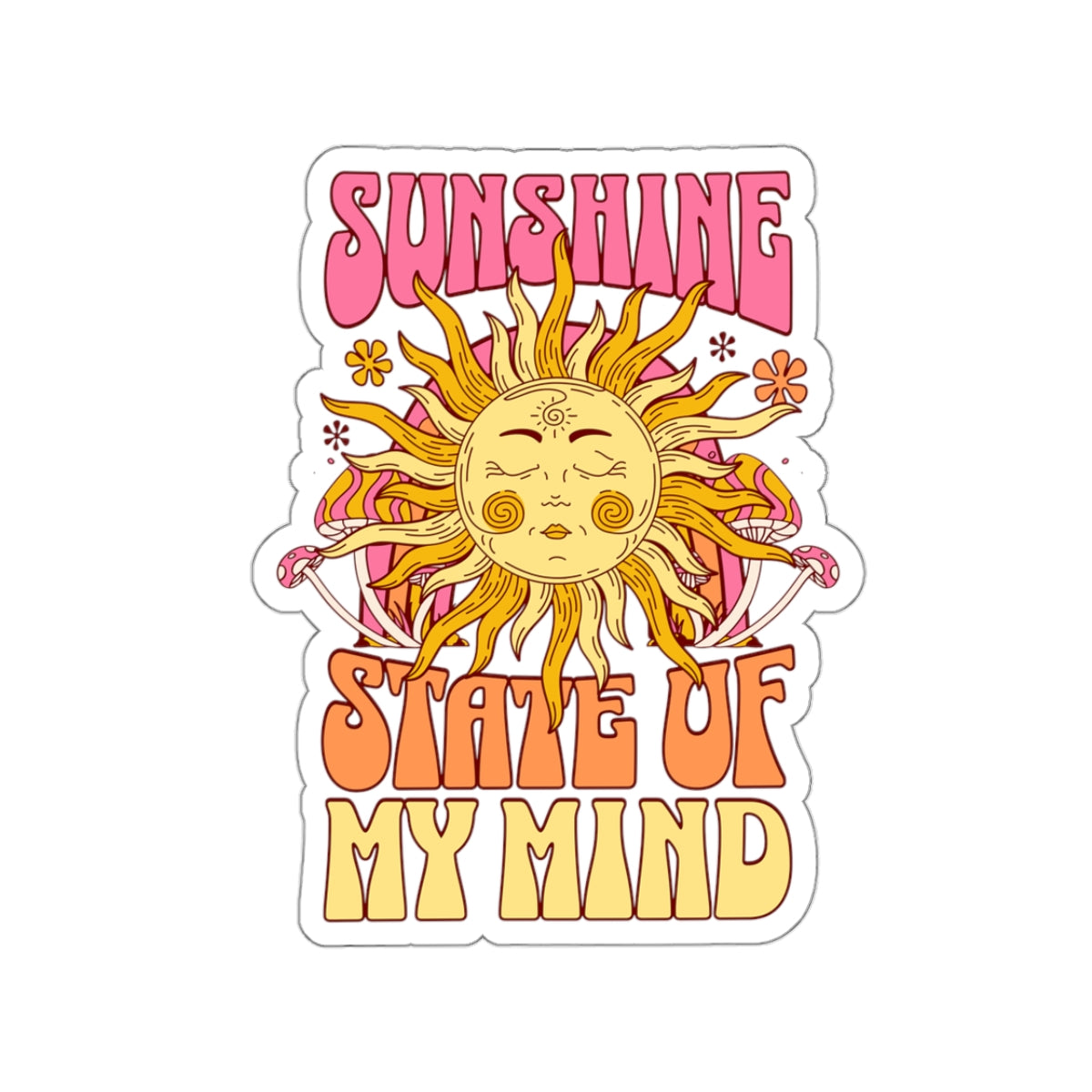 "Sunshine State Of Mind" Retro Groovy Sticker - Kiss-Cut Sticker