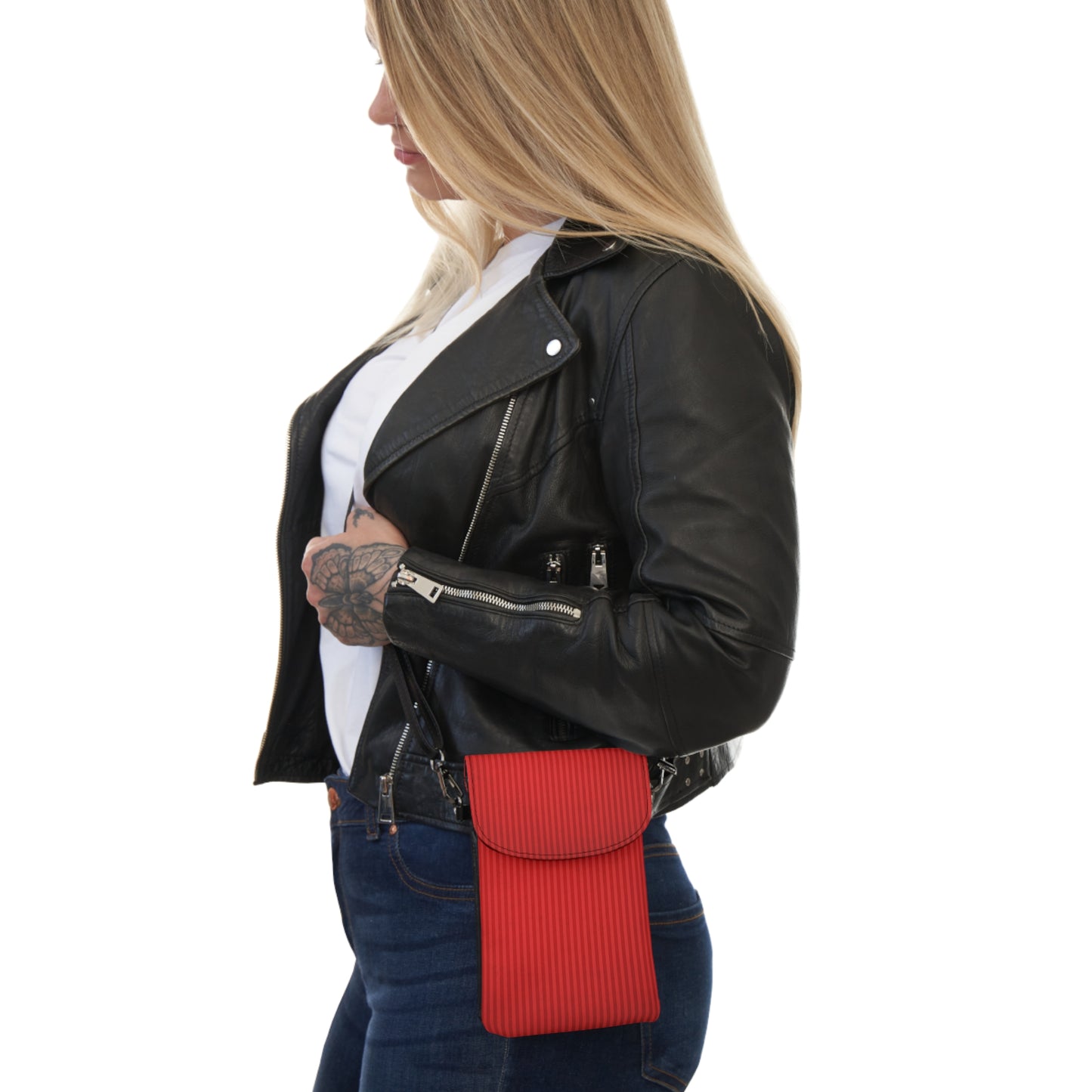 Stripe Red Crossbody Phone Bag