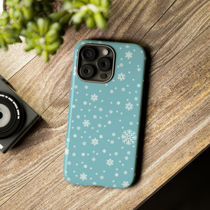 iPhone 15 Series Christmas Snowflakes On Blue / Tough Case