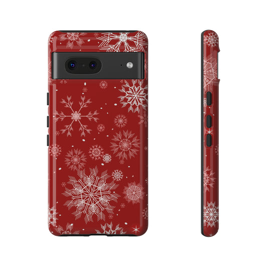 Christmas Snowflakes On Red / Google Pixel Case