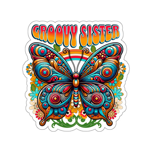 Custom Retro Name Sticker, Personalized Butterfly Sticker, Hippie Groovy Sticker, Custom Butterfly Sticker, Personalized Butterfly Sticker