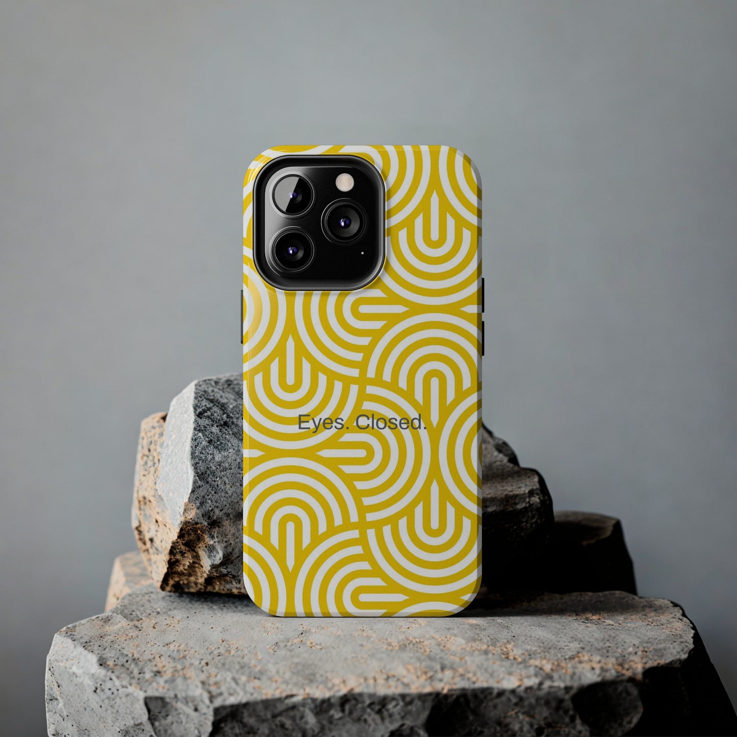 Eyes. Closed. / Yellow Geo iPhone Case