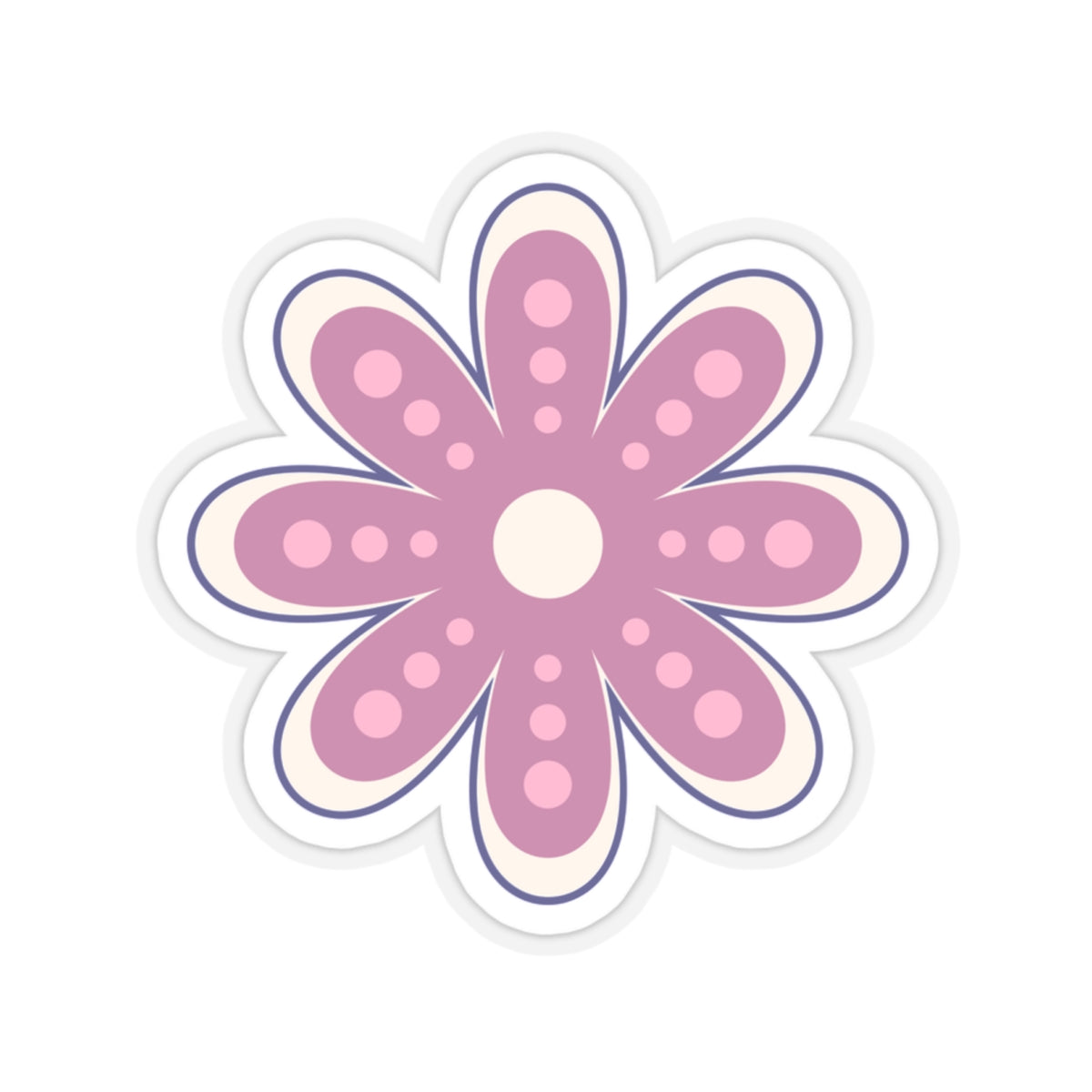 Cute Retro Pink Flower Sticker - Kiss-Cut Sticker (6)