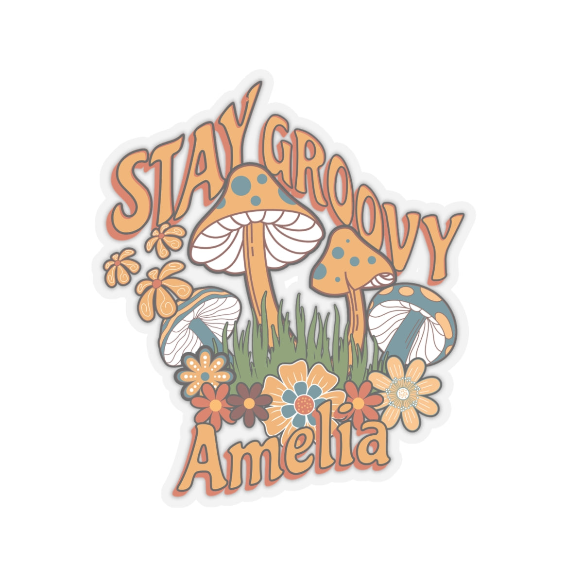 Stay Groovy Retro Sticker, Personalized Retro Sticker, Custom Groovy Sticker, Custom Retro Sticker, Retro Cellphone Sticker, Laptop Sticker, Retro Groovy Sticker,Kiss-Cut Stickers