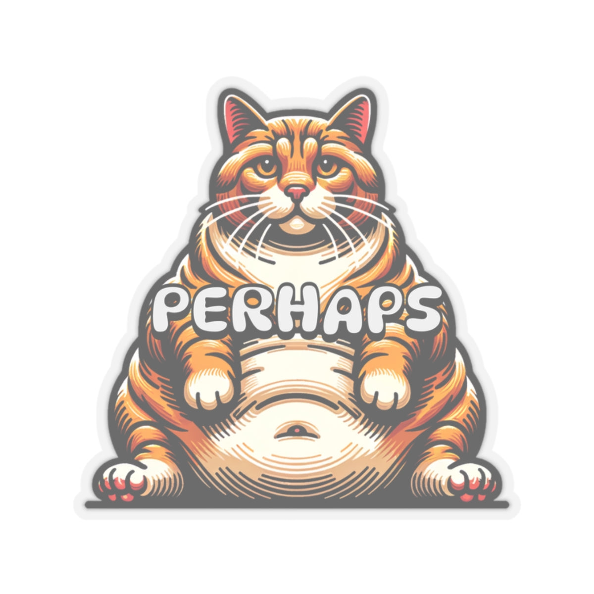 Funny Meme Sticker | Fat Cat Meme Sticker | Perhaps Sticker