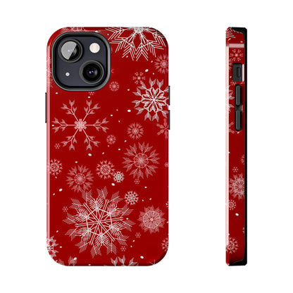 Christmas Snowflakes On Red / iPhone Case