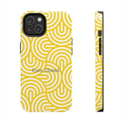 Eyes. Closed. / Yellow Geo iPhone Case