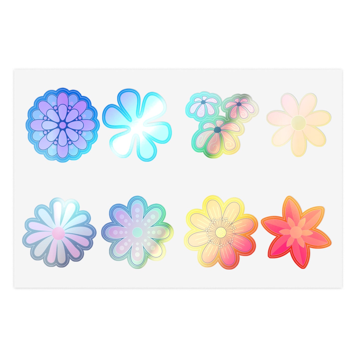 Cute Retro Pink Assorted Flower Stickers - Die Cut Sticker Sheet