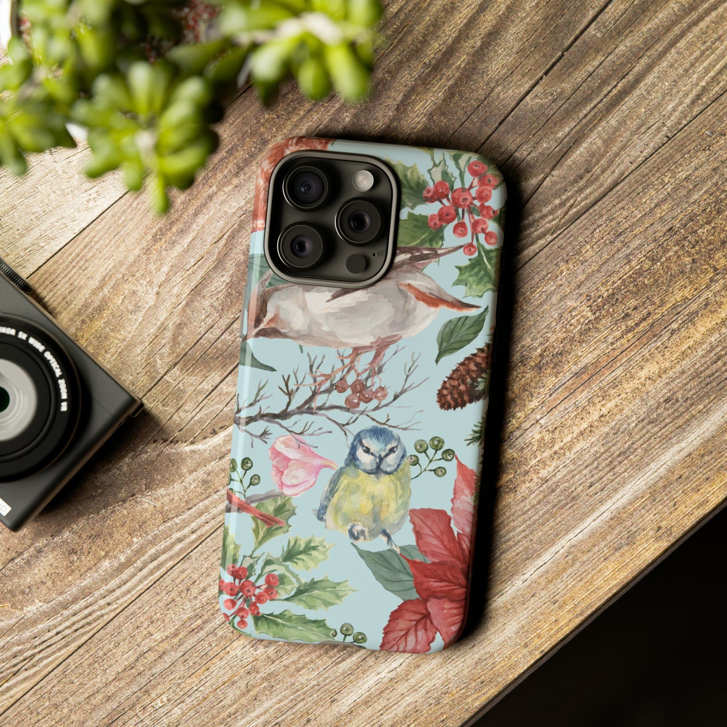 iPhone 15 Series Christmas Holiday Birds / Tough Case