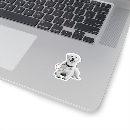 Custom Pet Sticker With Picture of Your Pet | Turn Your Color Pet Picture Into Black And White Sticker | Pet Name In Red | Name Is Inside Of A Heart | Pet Lover Sticker | Kiss-Cut Sticker