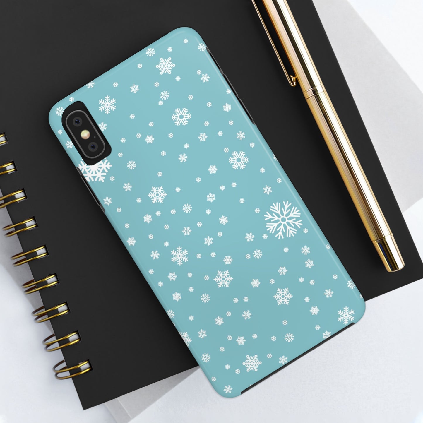 Christmas Snowflakes On Blue / iPhone Case