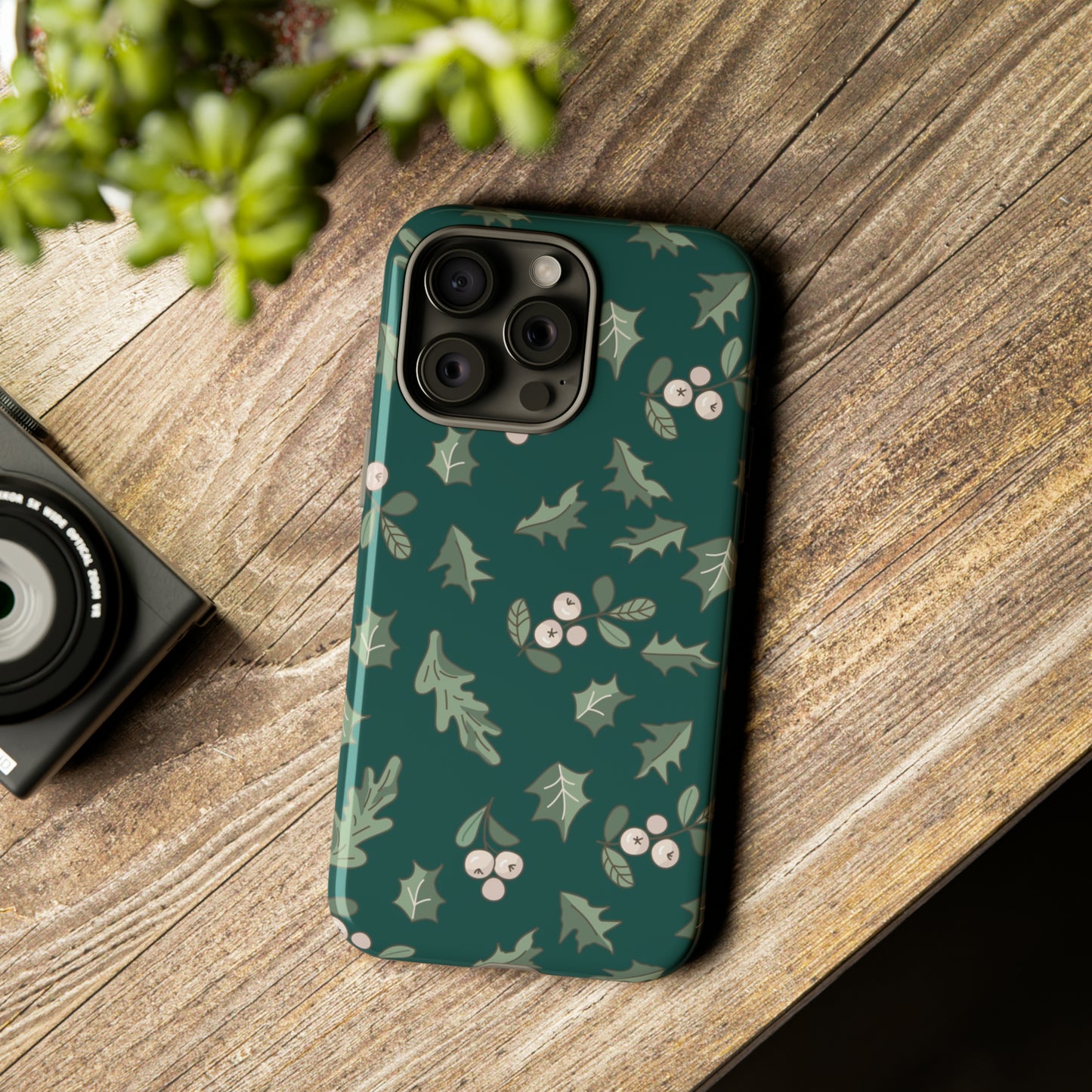 iPhone 15 Series Christmas Mistletoe & Holly / Tough Case