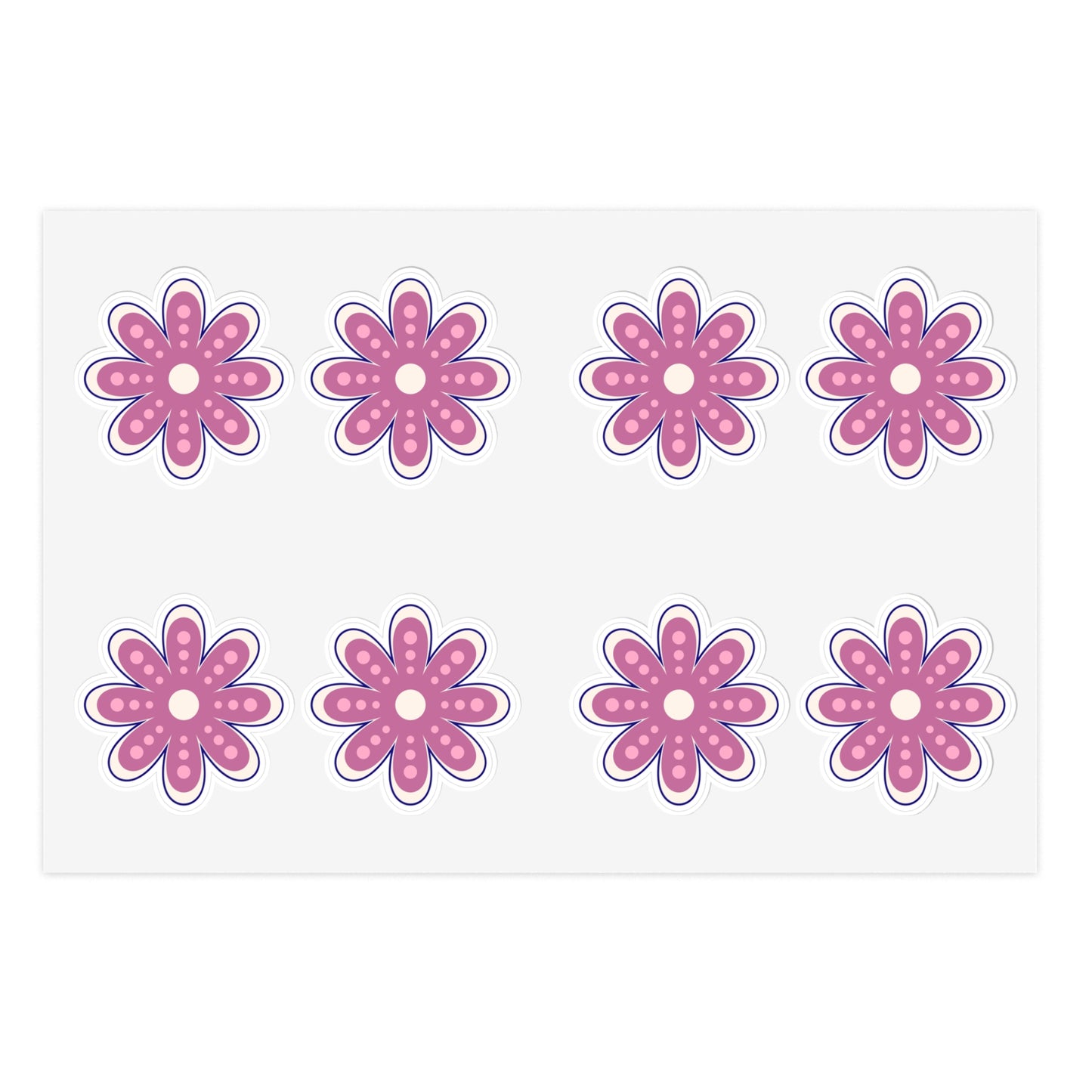 Cute Retro Pink Flower Stickers - Die Cut Sticker Sheet (6)