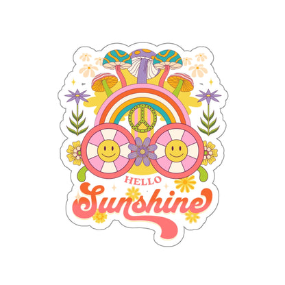 Hello Sunshine Retro Groovy Sticker - Kiss-Cut Sticker