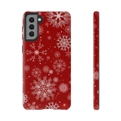 Christmas Snowflakes On Red / Samsung Case