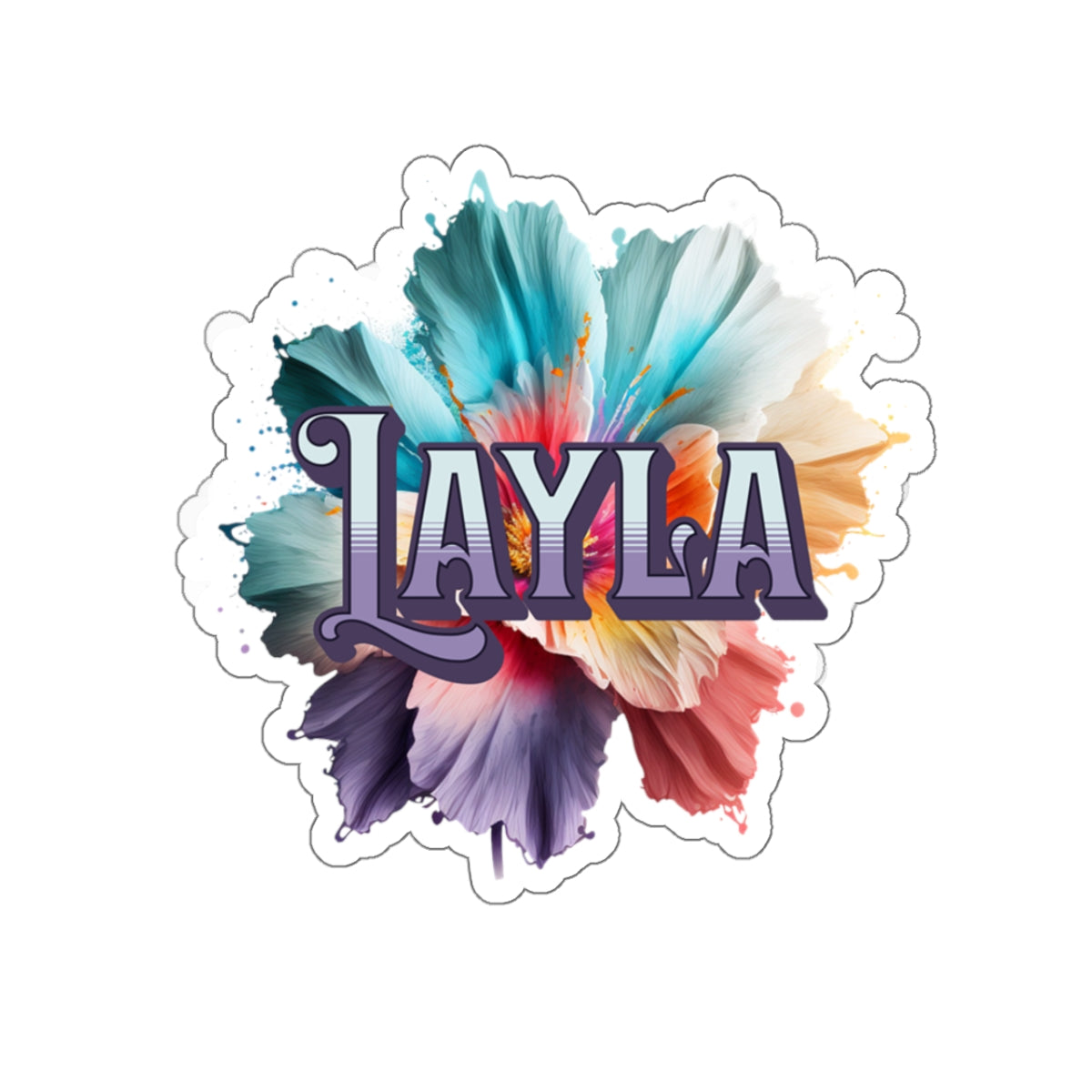 Custom Name Sticker With Watercolor Flower Background, Custom Cellphone Sticker, Custom Laptop Sticker, Custom Sticker, Coolest Custom Sticker