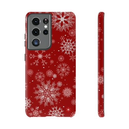 Christmas Snowflakes On Red / Samsung Case