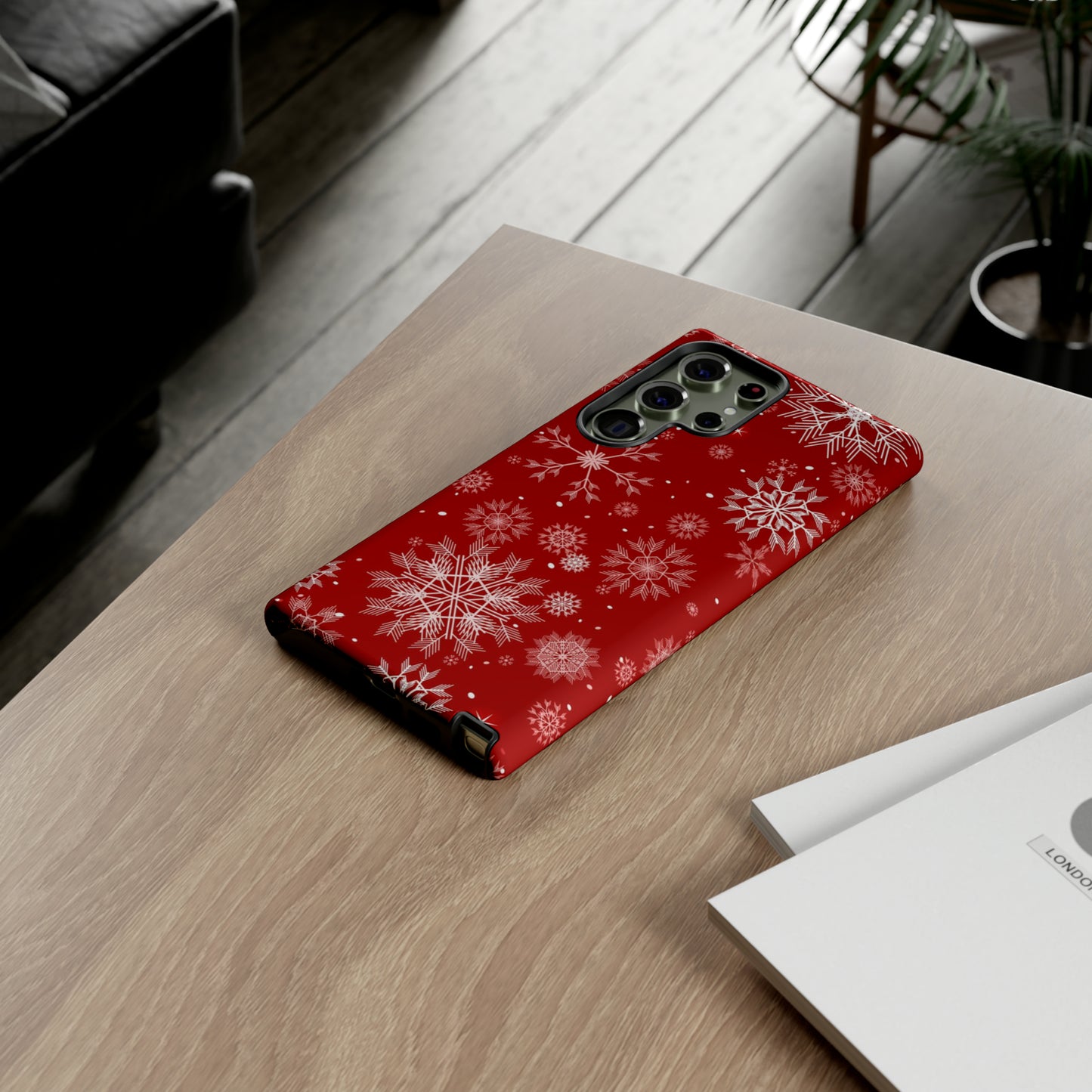 Christmas Snowflakes On Red / Samsung Case