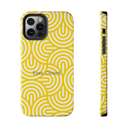 Eyes. Closed. / Yellow Geo iPhone Case