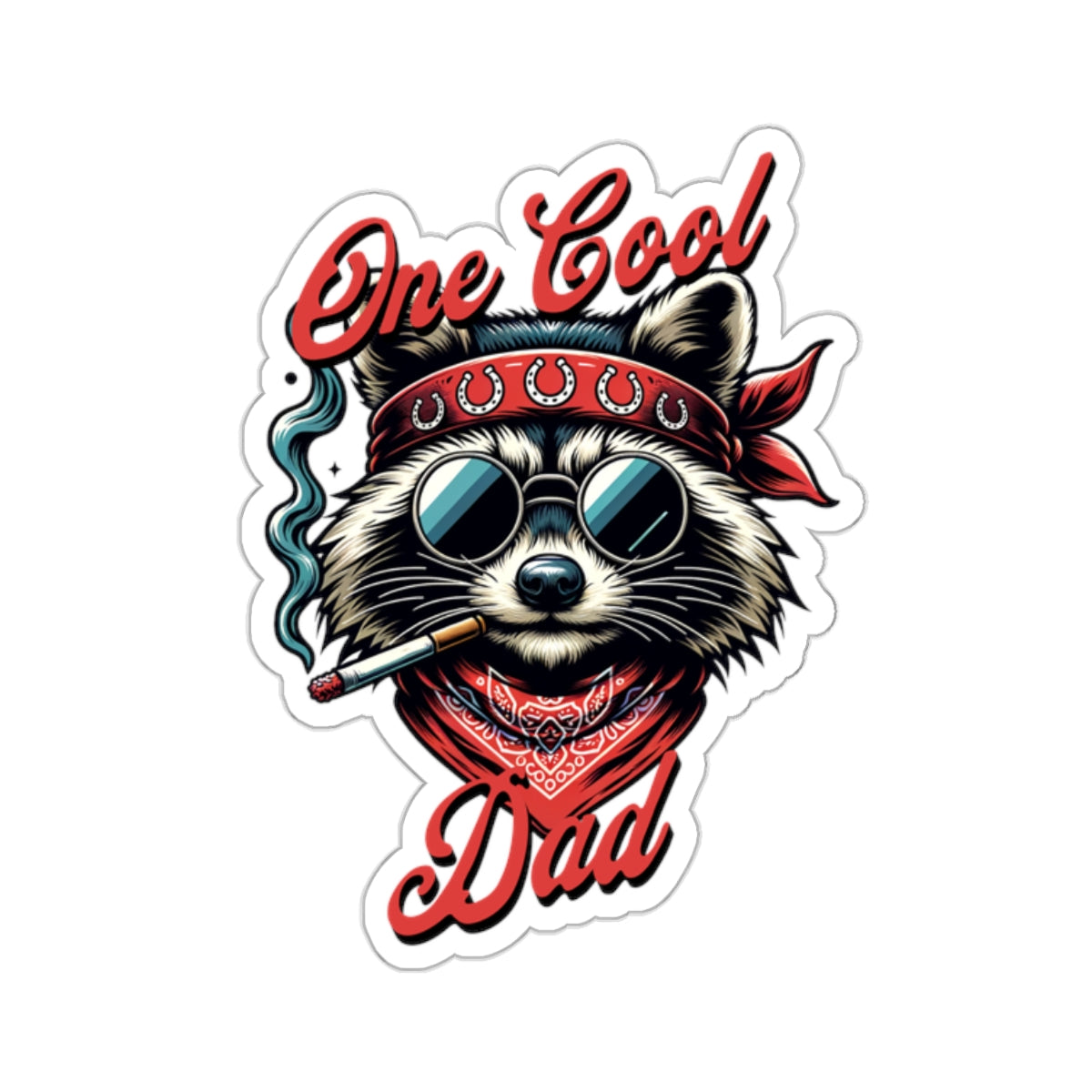 One Cool Dad Sticker | Father's Day Gift | Dad Gift | Hippie Dad Gift | Cool Dad Gift | Raccoon Sticker