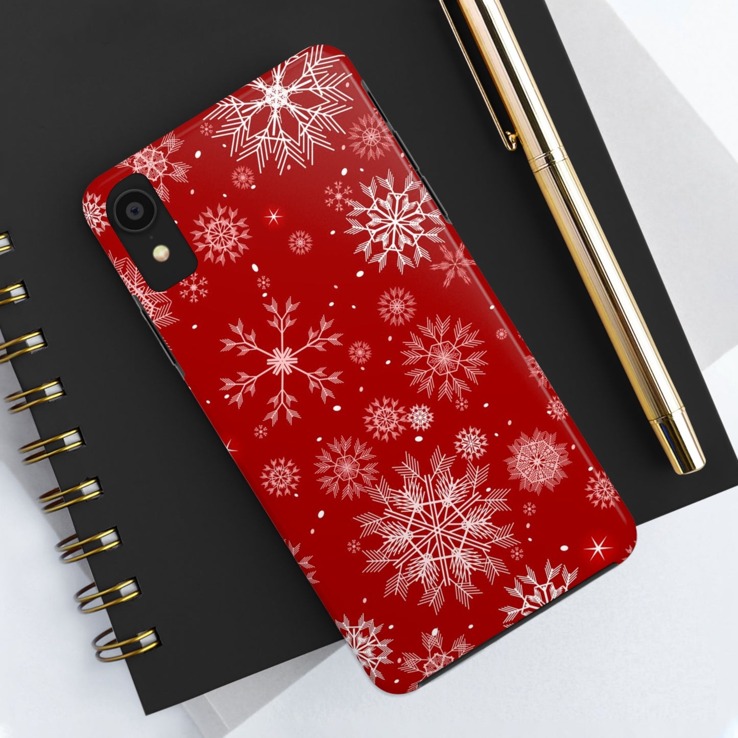 Christmas Snowflakes On Red / iPhone Case