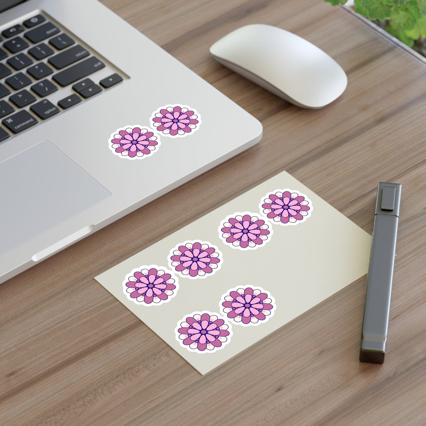 Cute Retro Pink Flower - Die Cut Sticker Sheet (1)