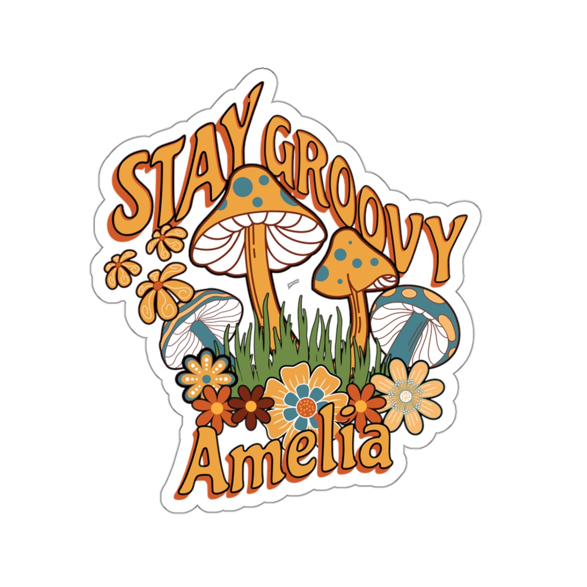 Stay Groovy Retro Sticker, Personalized Retro Sticker, Custom Groovy Sticker, Custom Retro Sticker, Retro Cellphone Sticker, Laptop Sticker, Retro Groovy Sticker,Kiss-Cut Stickers