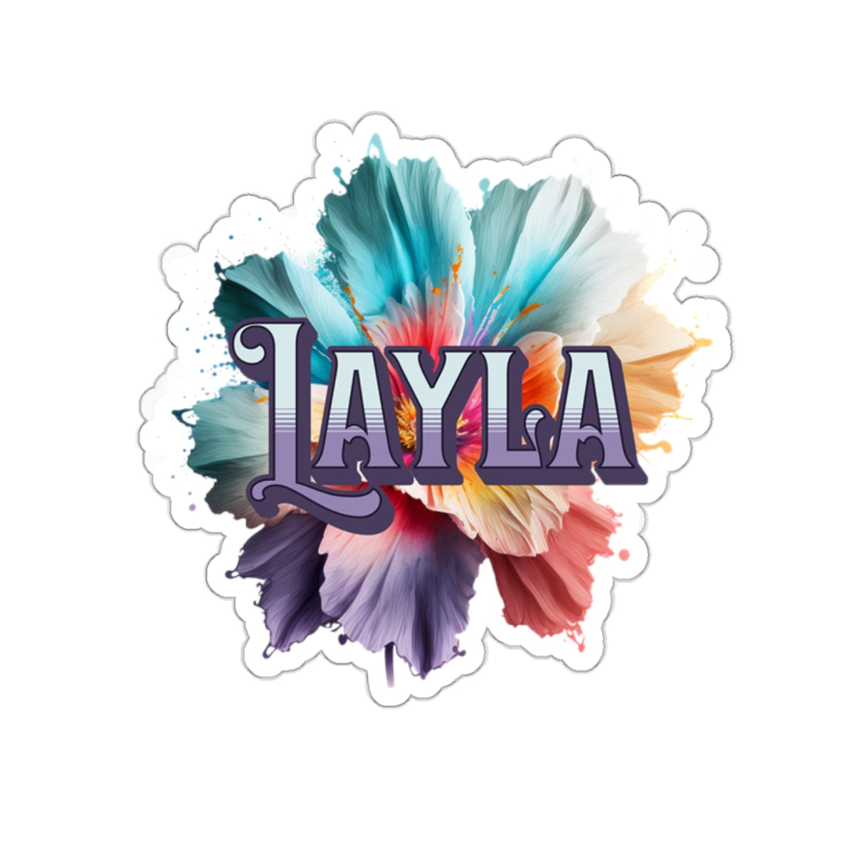 Custom Name Sticker With Watercolor Flower Background, Custom Cellphone Sticker, Custom Laptop Sticker, Custom Sticker, Coolest Custom Sticker