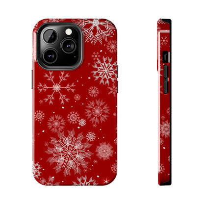 Christmas Snowflakes On Red / iPhone Case