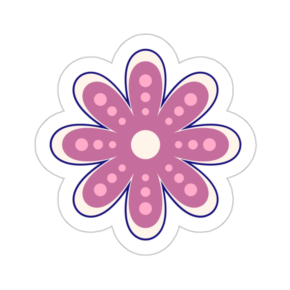 Cute Retro Pink Flower Sticker - Kiss-Cut Sticker (6)