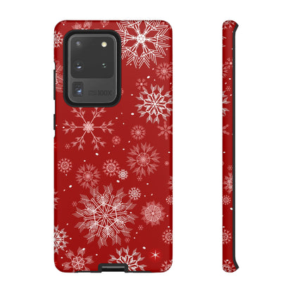 Christmas Snowflakes On Red / Samsung Case