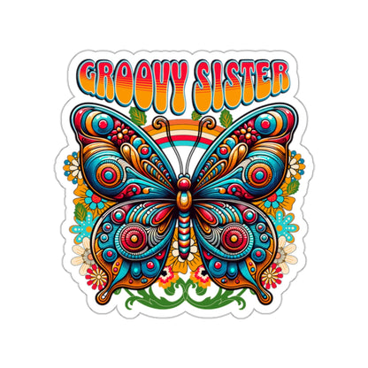 Custom Retro Name Sticker, Personalized Butterfly Sticker, Hippie Groovy Sticker, Custom Butterfly Sticker, Personalized Butterfly Sticker